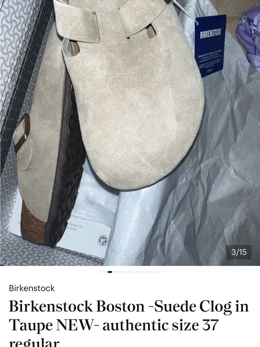 Birkenstock Boston- Taupe Leather suede Clogs - NEW- authentic - Picture 8 of 8